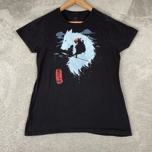 Princess Mononoke Shirt Mens XL Black Studio Ghibli San Wolf Graphic